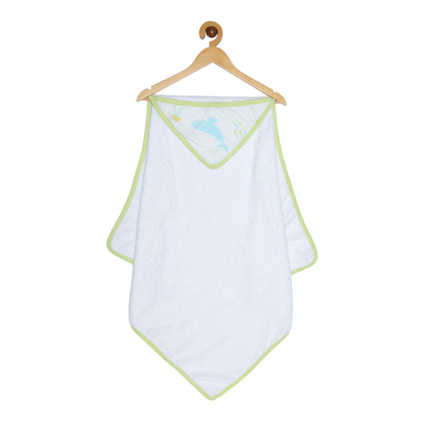 Ooka Baby Premium 100% Cotton Hooded Bath Towel (Seagull Hood With Tangerine Trim)