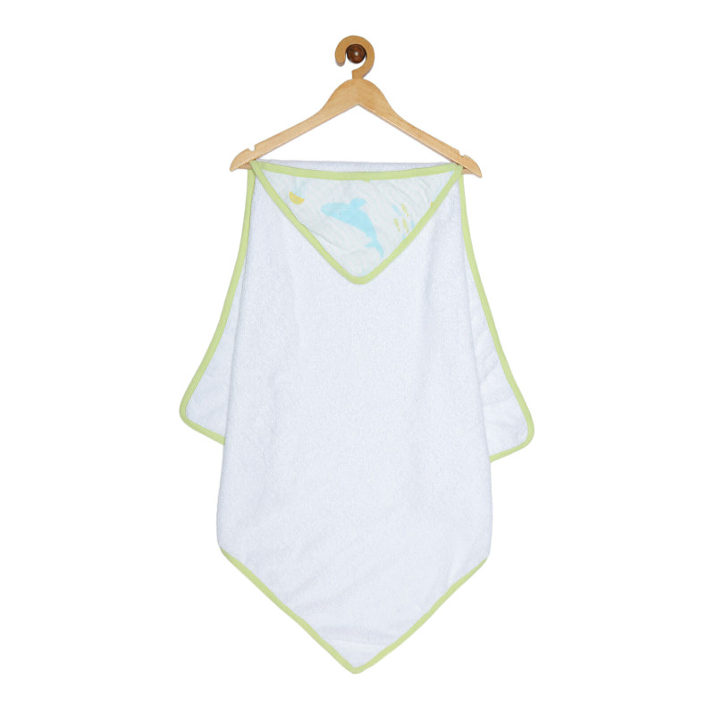 Ooka Baby Premium 100% Cotton Hooded Bath Towel (Seagull Hood With Tangerine Trim)