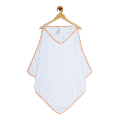 Ooka Baby Premium 100% Cotton Hooded Bath Towel (Seagull Hood With Tangerine Trim)