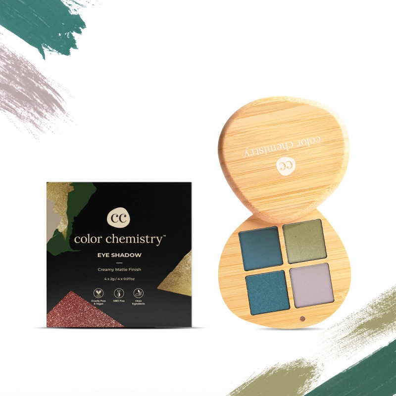 color chemistry eyeshadow quad 4 intense pigments super blendable enriched with rosehip green tea certified organic 8 g seafoam eq02