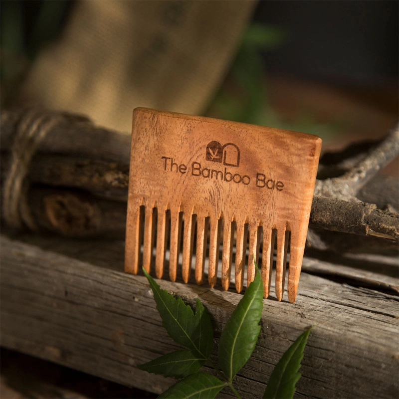 mini comb for detangling hair growth neem wood comb