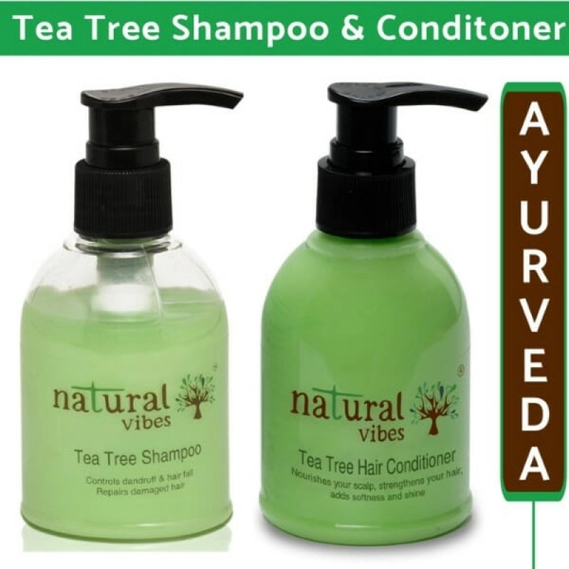 natural vibes ayurvedic tea tree shampoo and conditioner combo 150 ml 150 ml 2