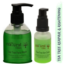 natural vibes ayurvedic tea tree skin repair brightening regime with1 tea tree skin repair serum 30 ml and 1 tea tree face wash 150 ml 2