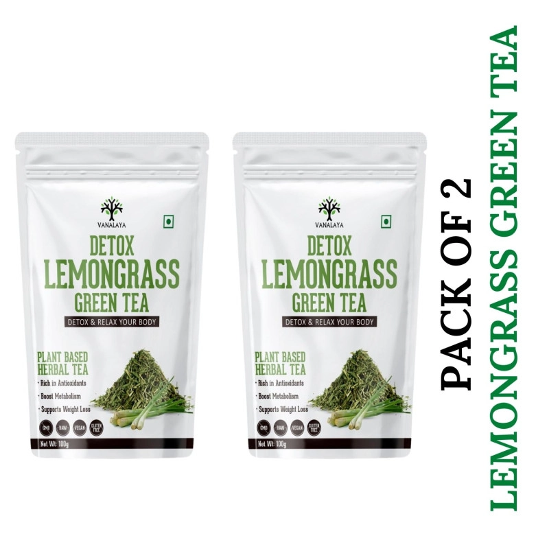vanalaya lemongrass green tea for detox weight loss digestion 100gm pack of 2