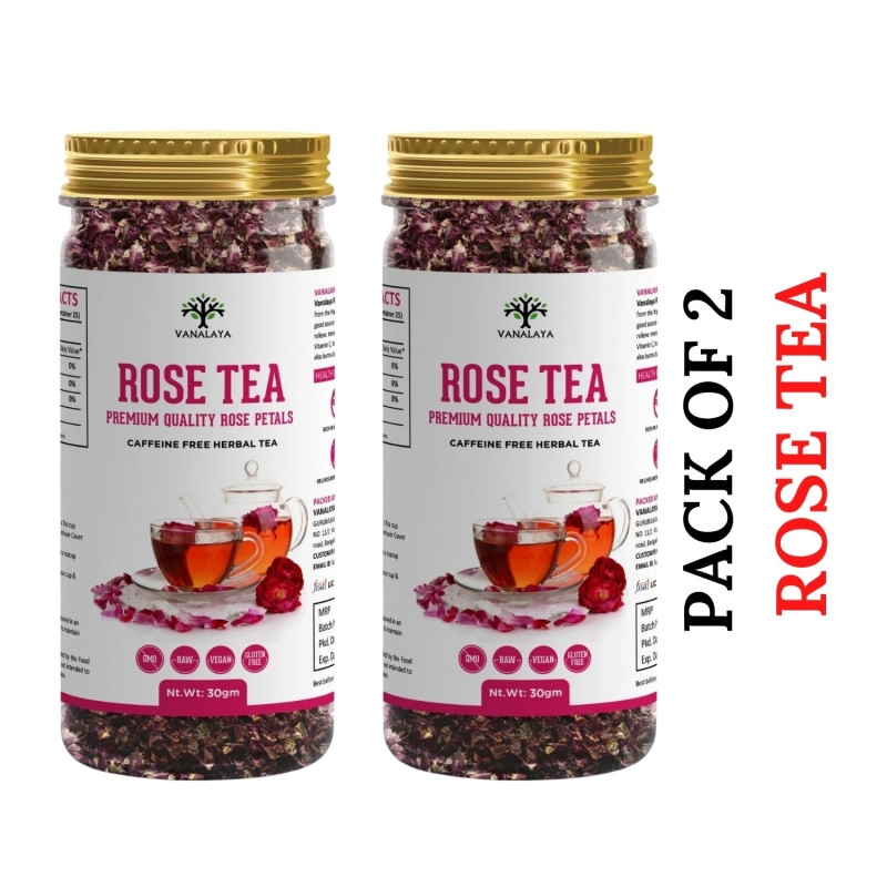 vanalaya rose tea for glowing skin weight loss made with 100 natural rose petals 30gm pack of 2