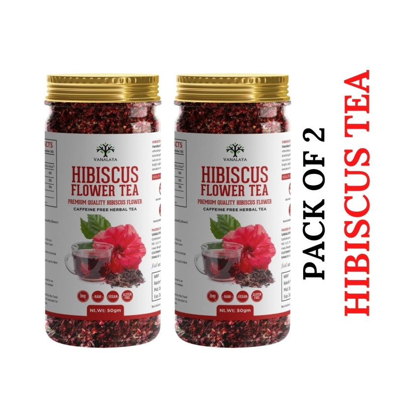 organic hibiscus flower tea from sun dried hibiscus petals for weight loss reduce stress 50gm pack of 2