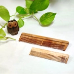 neem wood combs dual teeth and pocket comb pack of 2