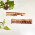 neem wood combs handle and dual teeth pack of 2