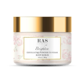 ras luxury oils brighten exfoliating powder to foam body scrub 100 gm