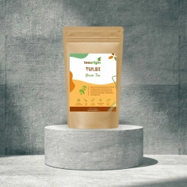 tea origin tulsi green tea 100 natural ingredients green tea leaves tulsi leaves rejuvenates promotes concentration focus improves metabolism 100gm serves 50 cups