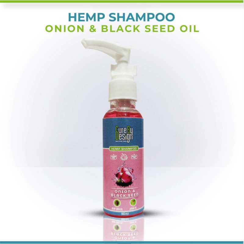 cure by design hemp black seed oil onion shampoo 50ml