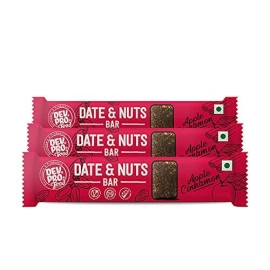 dev pro date and nuts bars healthy snacks with protein high fiber gluten free and vegan apple cinnamon 30g bars pack of 3