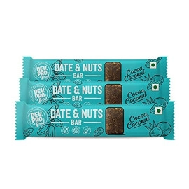 dev pro date and nuts bars healthy snacks with protein high fiber gluten free and vegan cocoa coconut 30g bars pack of 3