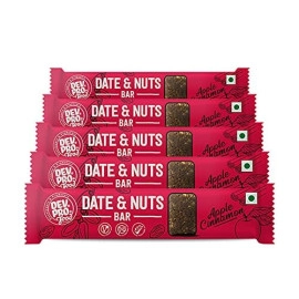 dev pro date and nuts bars healthy snacks with protein high fiber gluten free and vegan apple cinnamon 30g bars pack of 5