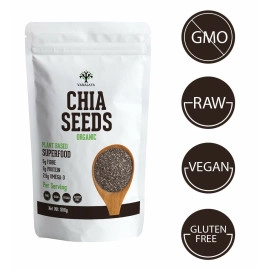 vanalaya raw unroasted chia seeds for eating with omega 3 protein and fiber for weight loss management 500g