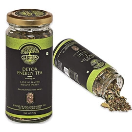 glenberg detox energy tea green tea for instant energy with ashwagandha and mint 50 gm 25 cups