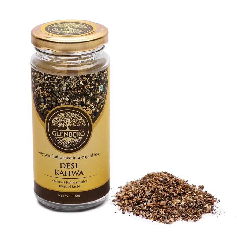 glenberg detox desi kahwa blend of traditional kashmiri spices with a twist improves digestion burns fat free premium wooden spoon 100 gm 50 cups