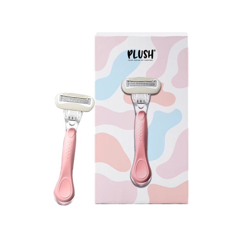 plush irritation free hair removal women 5 blade razor with aloe vera lubricating strip sweden made stainless steel blades for easy safe body hair removal at home no bumps no cuts desig