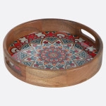 ornamental mandala tray from mahogany collection