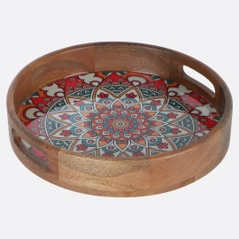 ornamental mandala tray from mahogany collection