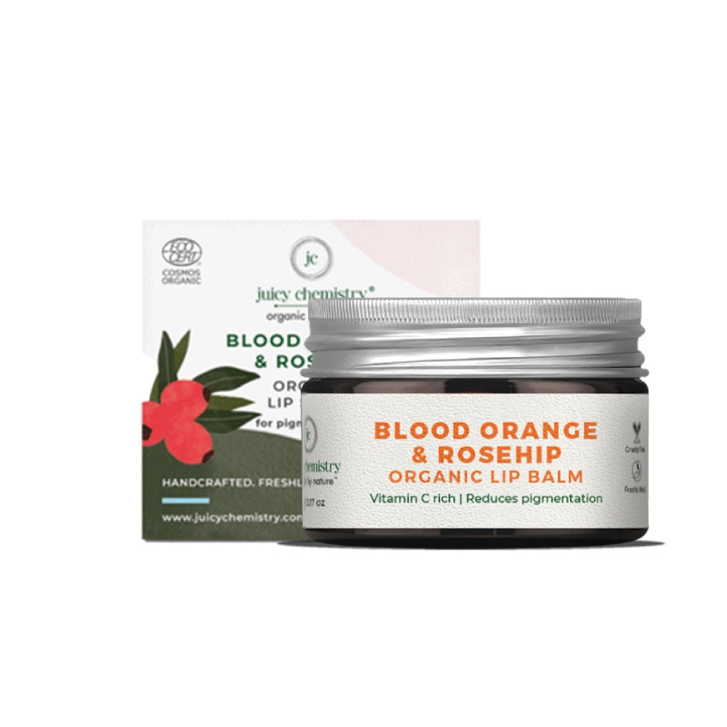 juicy chemistry blood orange rosehip organic lip balm for pigmented lips 5gm 0 17oz