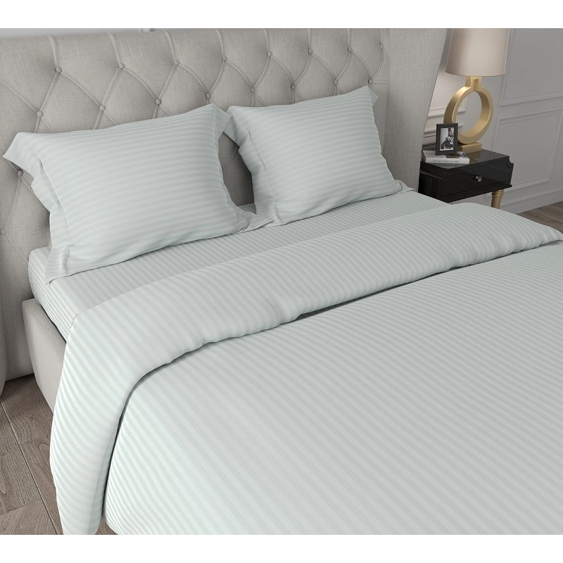 swaas 100 pure cotton 6mm stripes blue mist bedsheet set