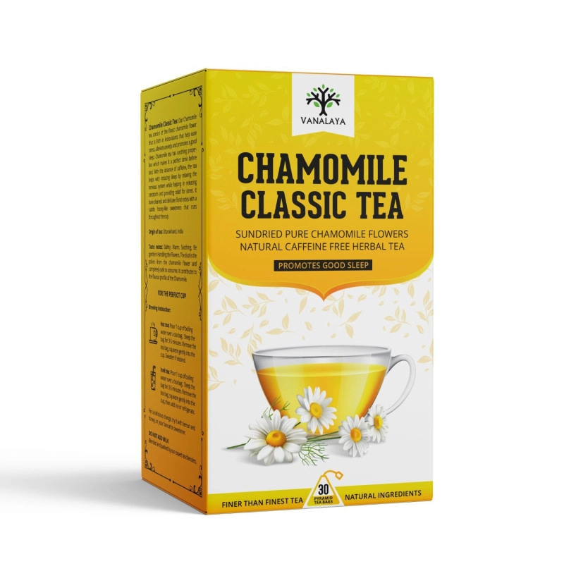 vanalaya organic chamomile herbal tea bags for weight loss good sleep 30 pyramid tea bags