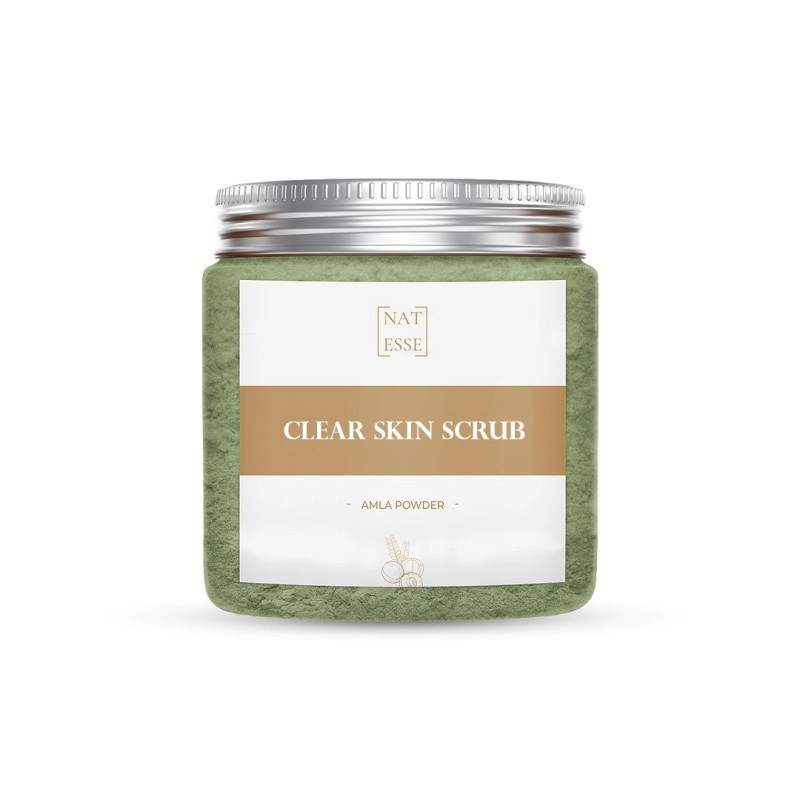 nat esse clear skin scrub reduces marks on skin