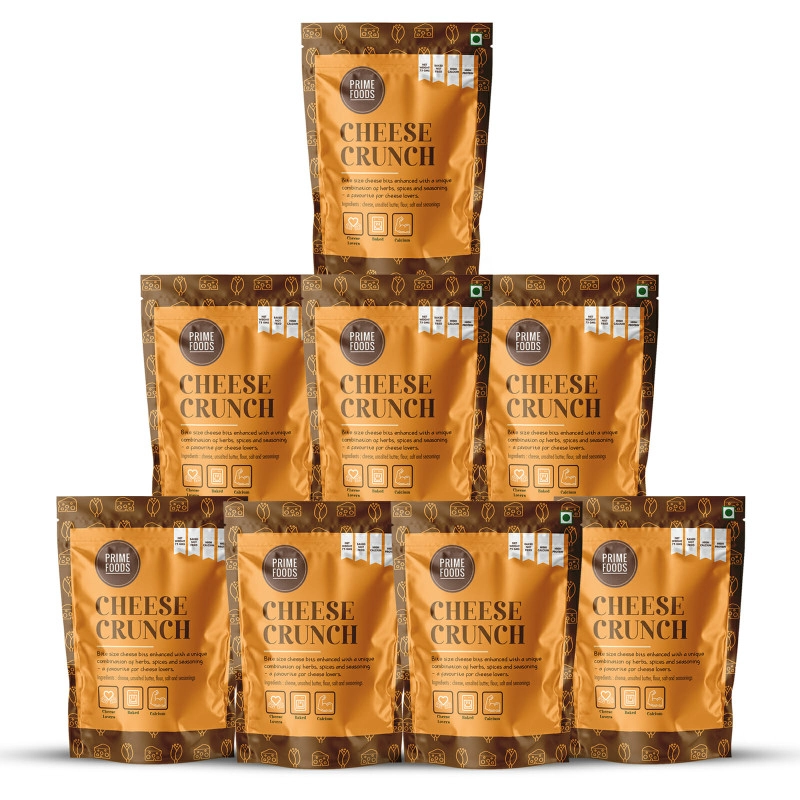 prime foods cheese crunch baked jain vegan high protein snack 75 grams each pack of 8