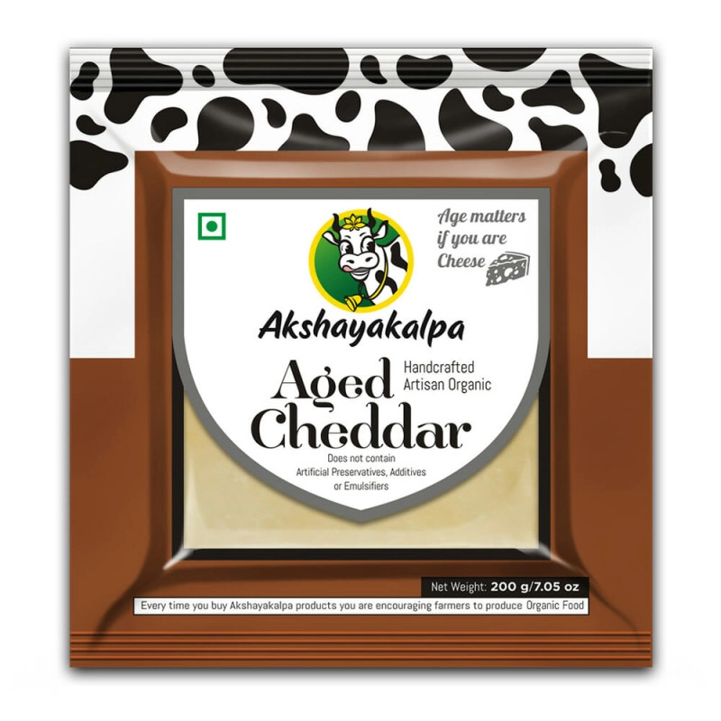 akshayakalpa organic cheddar plain aged cheese 200 gms