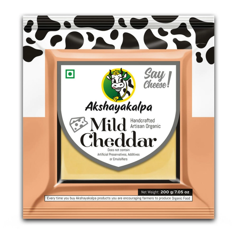 akshayakalpa organic cheddar plain young mild 200 grams