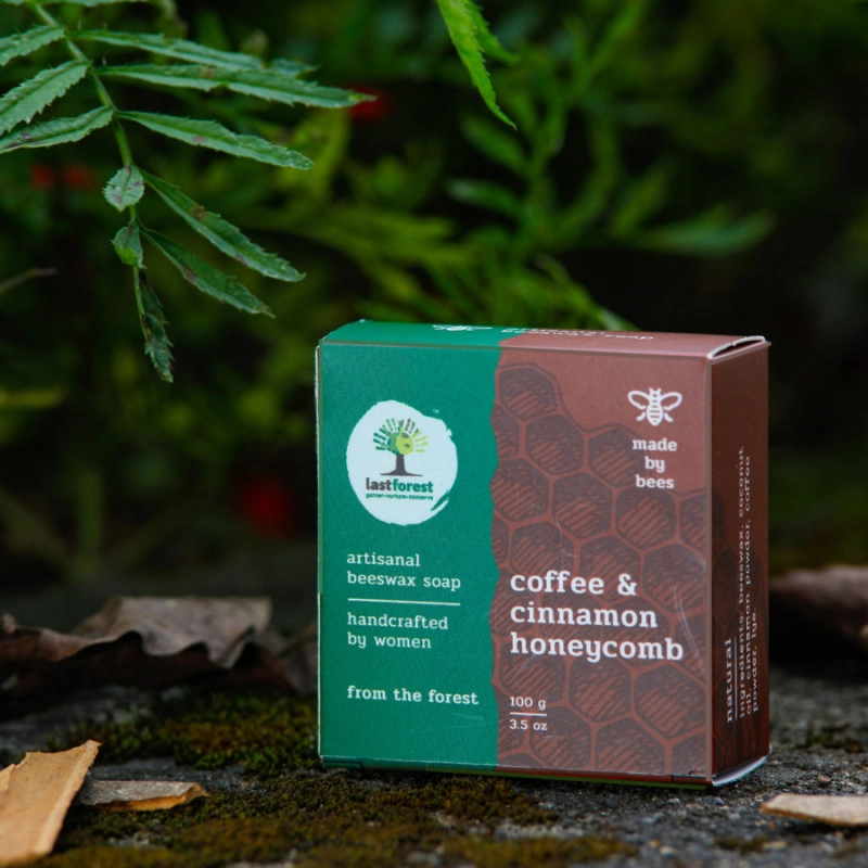 last forest artisanal handmade beeswax honeycomb soap 100gms coffee and cinnamon