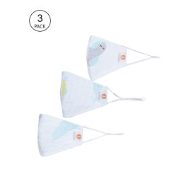 ooka baby organic cotton muslin kids mask pack of 3 3ply breathable reusable medium size