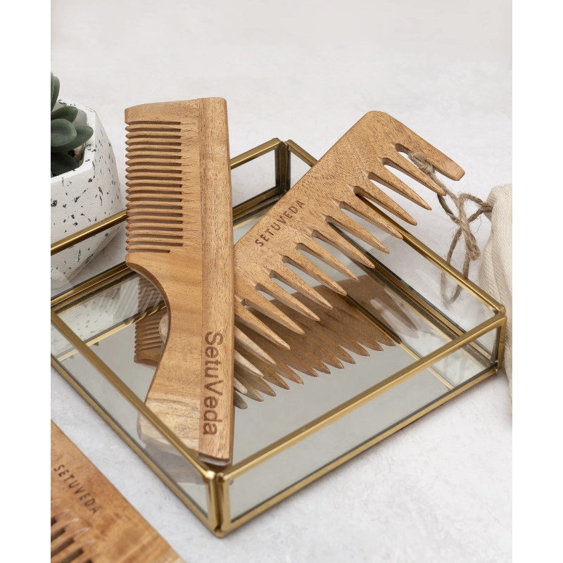 neem wood combs pack of 2 handcrafted