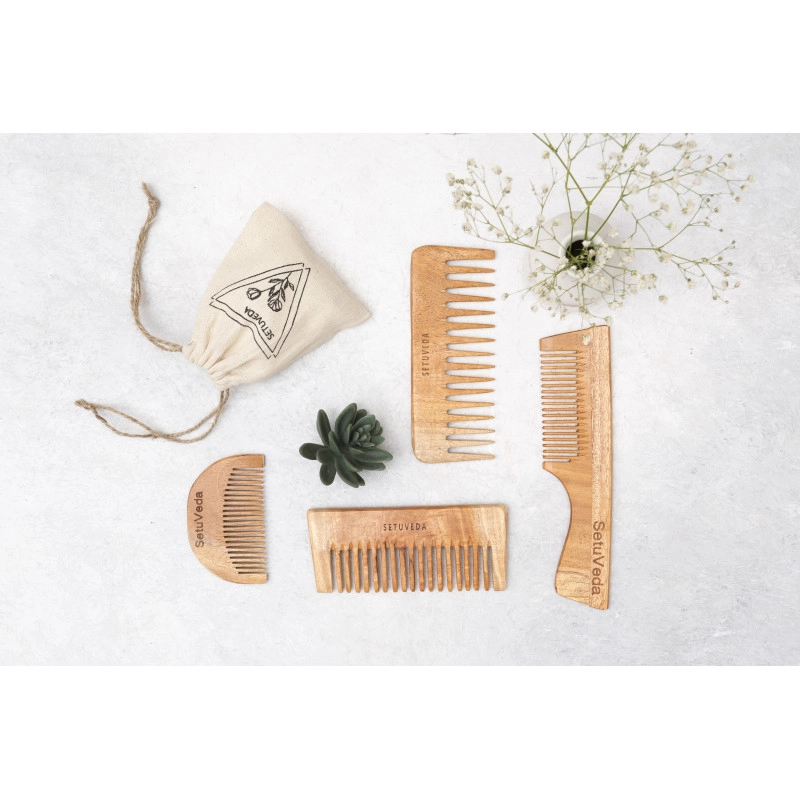 neem wood combs pack of 4 handcrafted