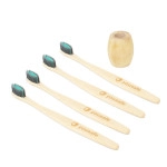 yousafe bamboo toothbrush dual tone pack of 4 with toothbrush holder