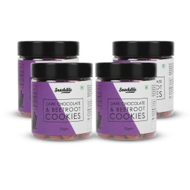 snackible dark chocolate beetroot cookies pack of 4 4x70gm