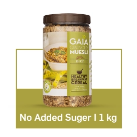 gaia crunchy diet muesli multi grain for a healthy low calorie breakfast 1 kg zero added sugar