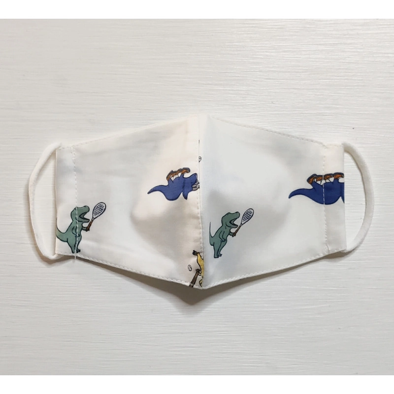100 cotton mask 3 layers of cotton to keep them breathable for the children as well as offering protection dino mask
