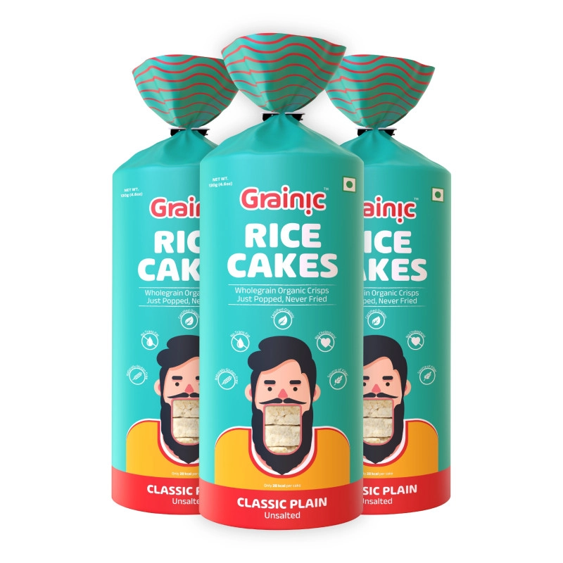 grainic organic rice cakes classic plain unsalted i vegan gluten free and all natural 3 x 130 g