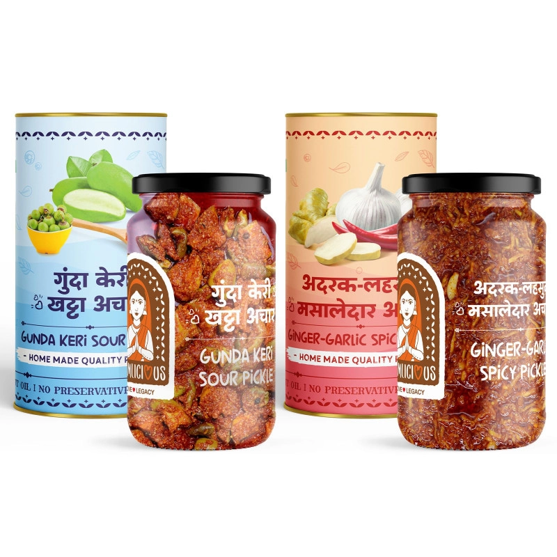 mumlicious home made quality gunda keri sour ginger garlic spicy pickle 100 natural ingredients no added preservatives goodness of groundnut oil pack of 2