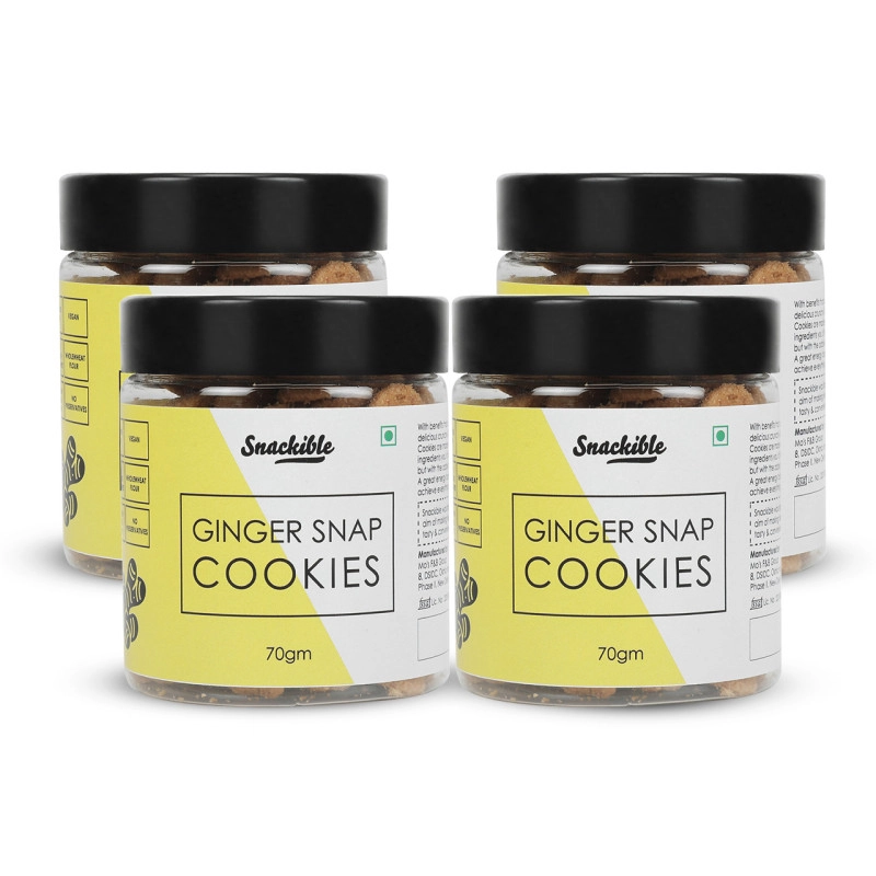 snackible ginger snap cookies pack of 4 4x70gm