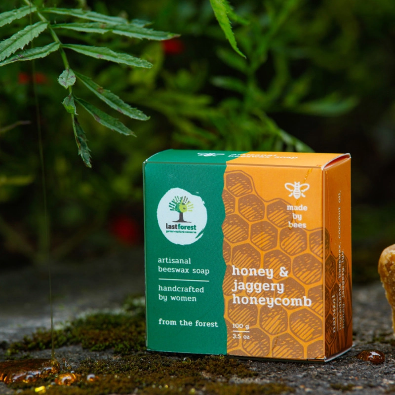 last forest artisanal handmade beeswax honeycomb soap 100gms honey and jaggery