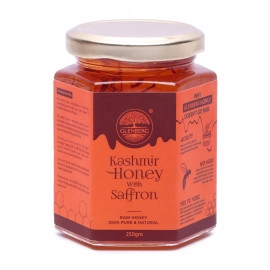 glenberg kashmiri acacia honey with saffron wild unprocessed unheated non pasteurized original honey 100 pure and natural 250 gram kashmiri honey with saffron