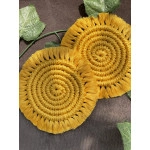 honey comb yellow macrame coaster set of 2