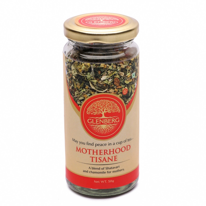 glenberg motherhood tisane caffeine free herbal tea tisane for lactating mothers with chamomile shatavari moringa relaxes the mind helps in healing free premium wooden spoon 50 gm 25 7
