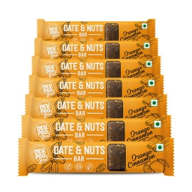 dev pro date and nuts bars healthy snacks with protein high fiber gluten free and vegan orange cinnamon 30g bars pack of 7