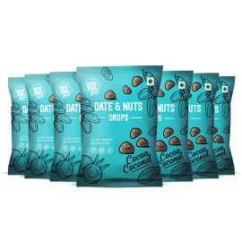 dev pro food group date and nuts drops healthy snack with high fiber gluten free vegan cocoa coconut 40g pack of 7