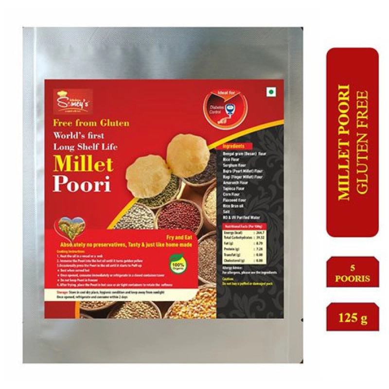 millet poori gluten free 5 pieces