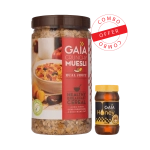 gaia crunchy muesli real fruit 1kg gaia multifloral honey 250gm